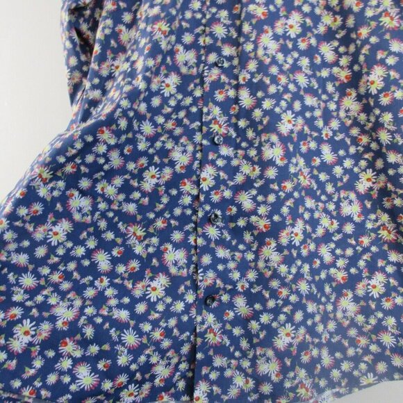 Eton Contemporary Men's Button Down Shirt 39 Blue Floral Long Sleeve 264 - Picture 5 of 12
